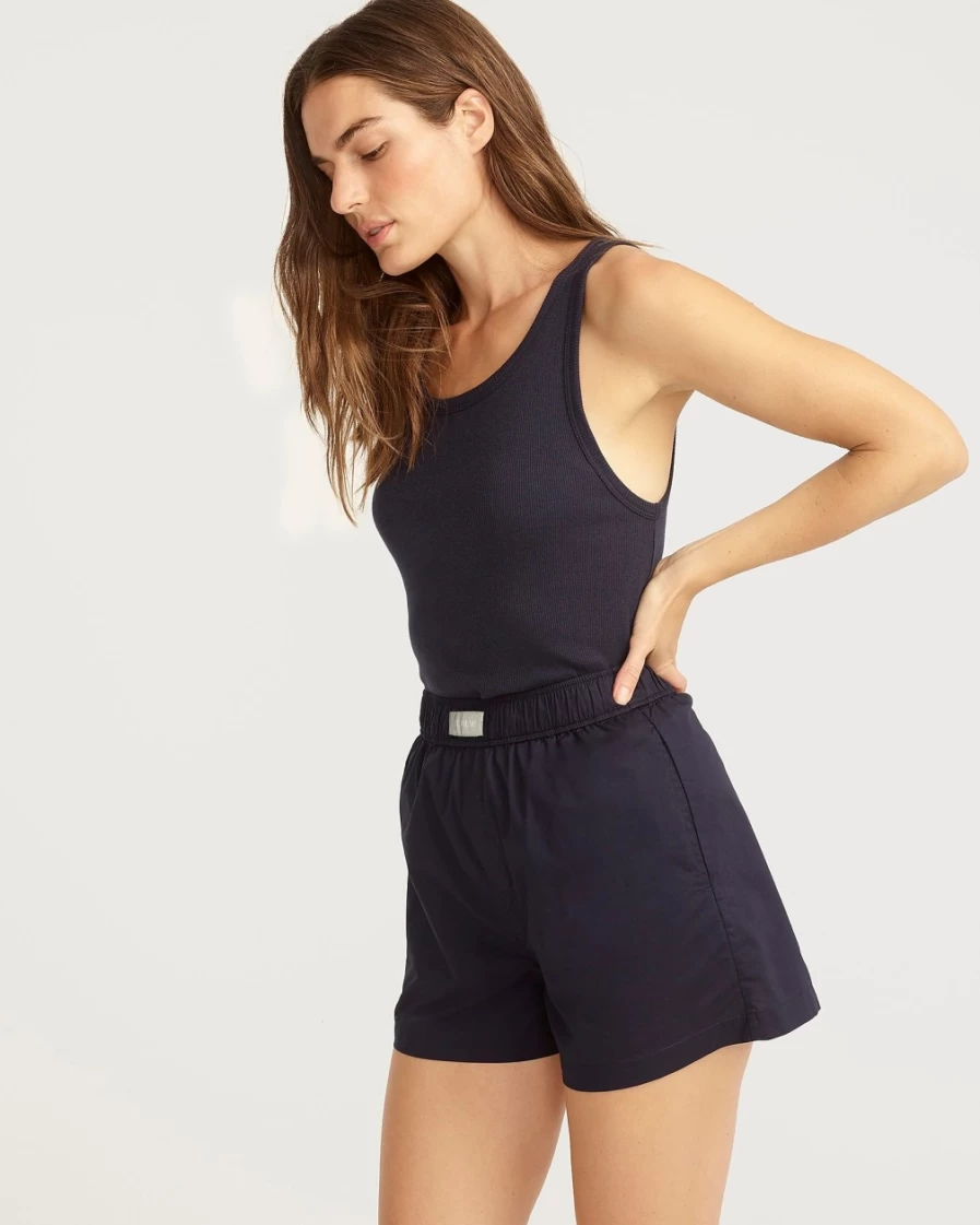 J.Crew Women's Navy End-On-End Cotton Boxer Shorts