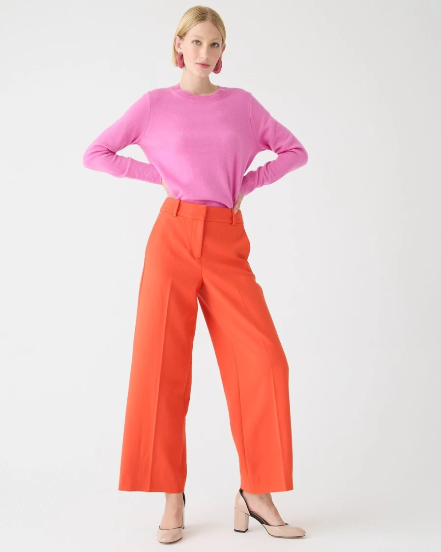 J.Crew Women's Warm Persimmon Sydney Wide-Leg Stretch Pants for All Seasons