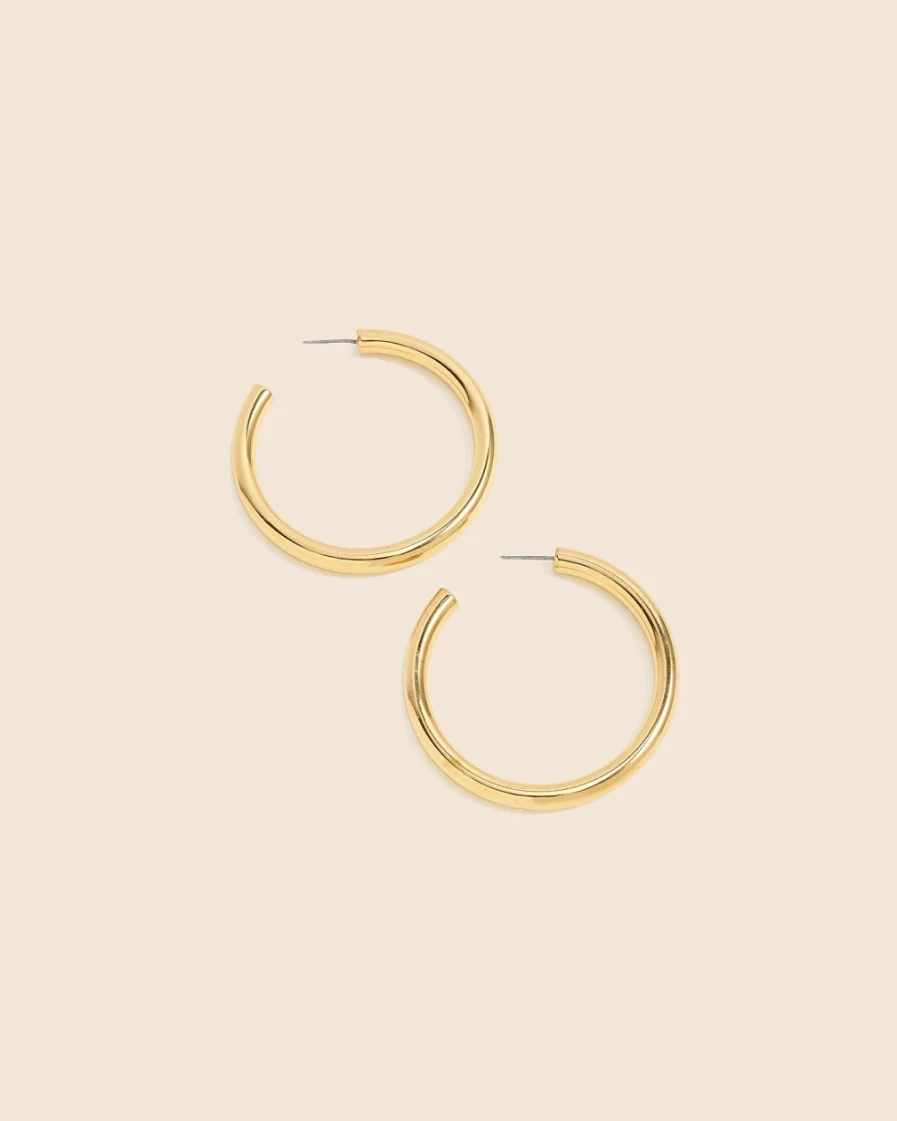 J.Crew Women's Burnished Gold Hoop Earrings - Classic Gold Hoops for Everyday Wear