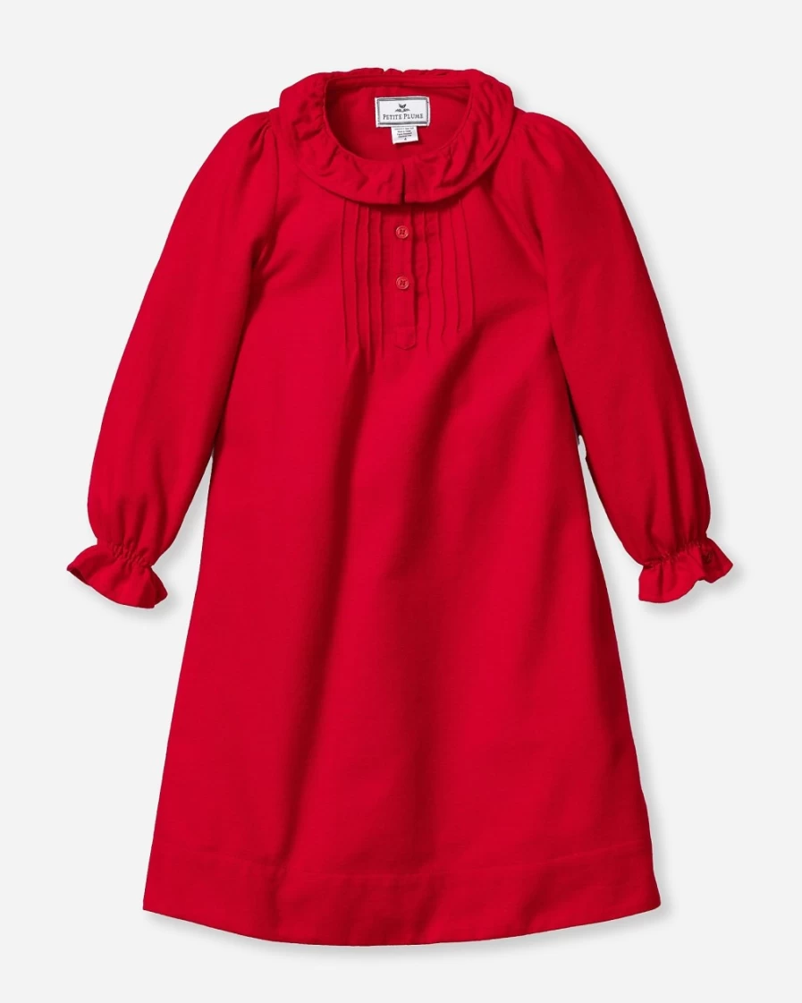 J.Crew Girls' Red Flannel Victoria Nightgown - Petite Plume™ Sleepwear