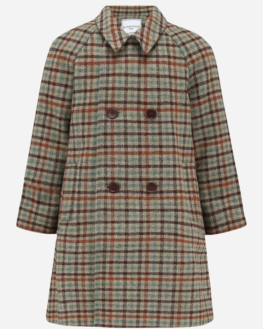 J.Crew Girls' Brown Multi Clerkenwell Bridge Coat | Britannical London® Style