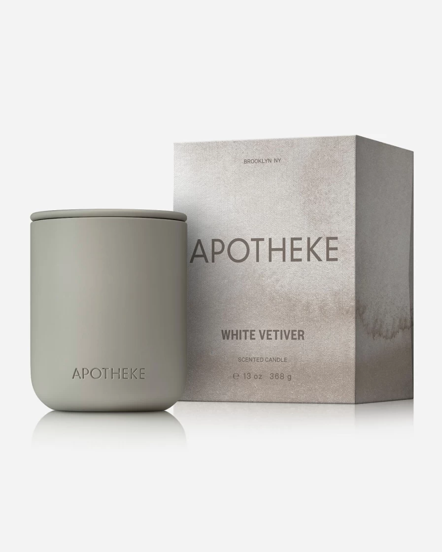 J.Crew Grey Vetiver Two-Wick Ceramic Candle - Apotheke Scented Home Decor