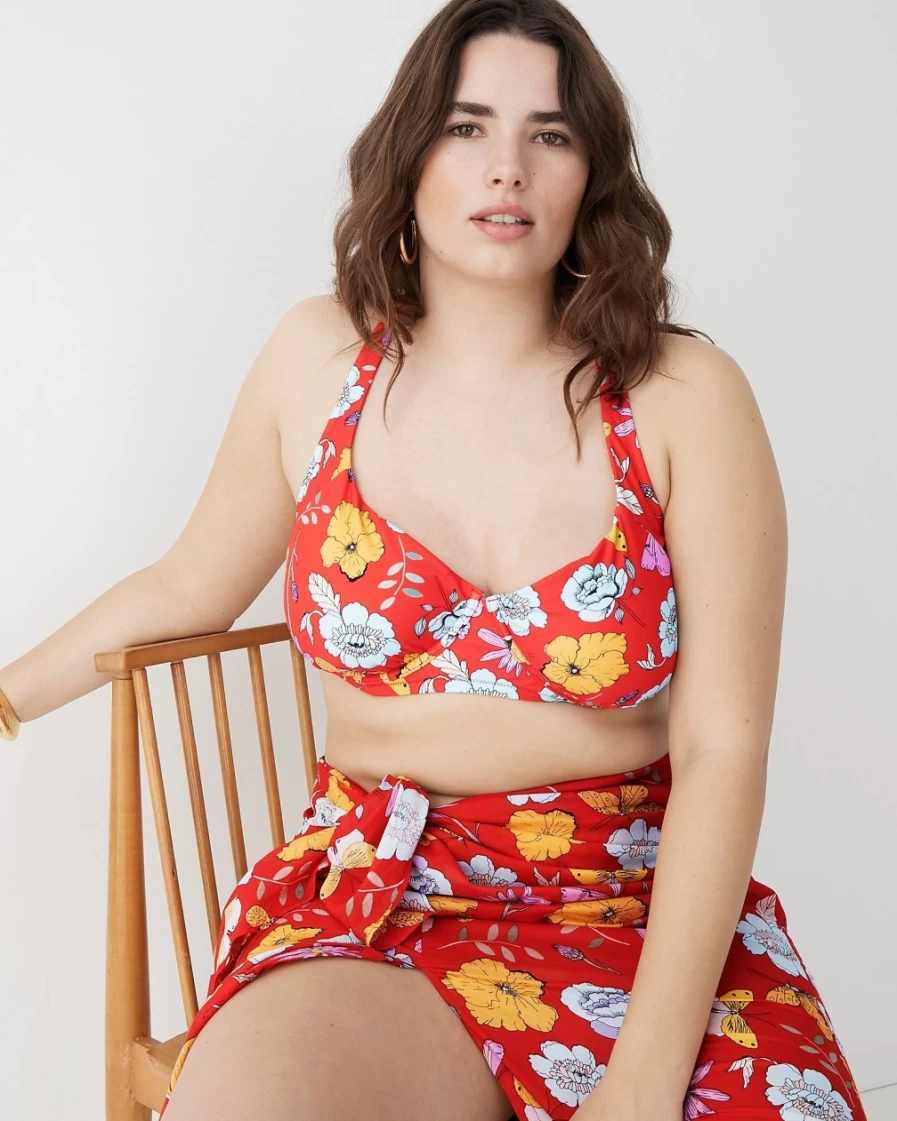 J.Crew Women's Red Dauphinette Convertible Underwire Bikini Top