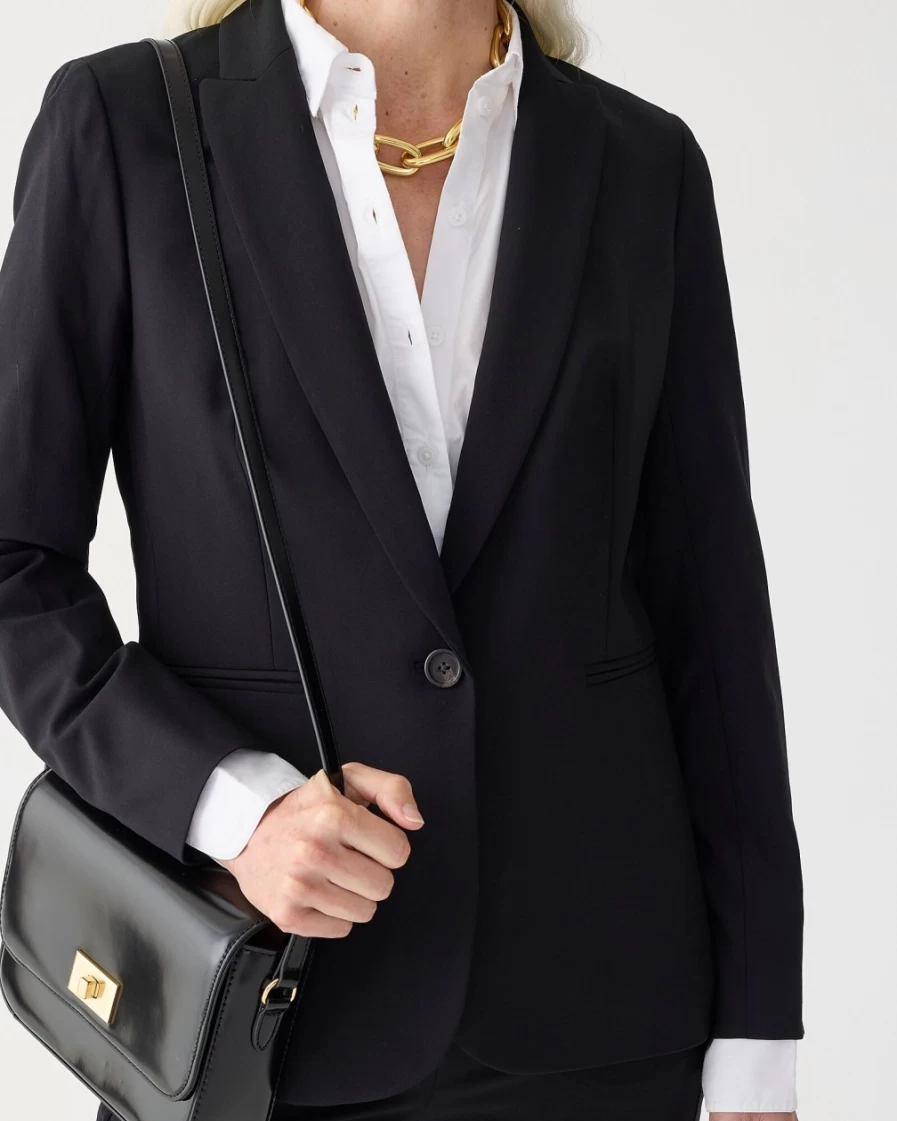 J.Crew Women's Black Italian Stretch Wool Parke Blazer