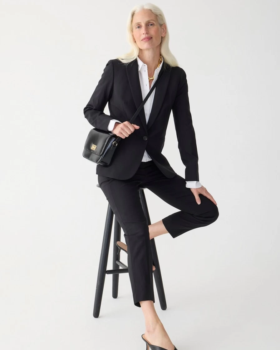 J.Crew Women's Black Italian Stretch Wool Parke Blazer