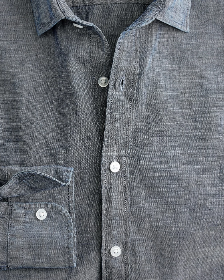 J.Crew Men's Bowery Chambray Shirt with Spread Collar in One Year Wash