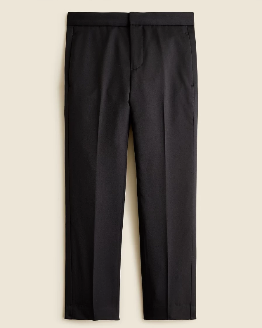 J.Crew Boys' Black Italian Wool Slim Ludlow Tuxedo Pants