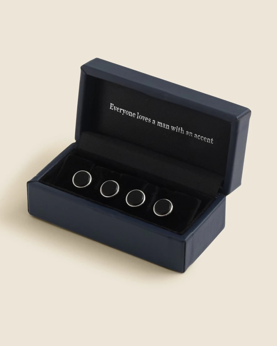 J.Crew Men's Onyx Black Sterling Silver Tuxedo Studs