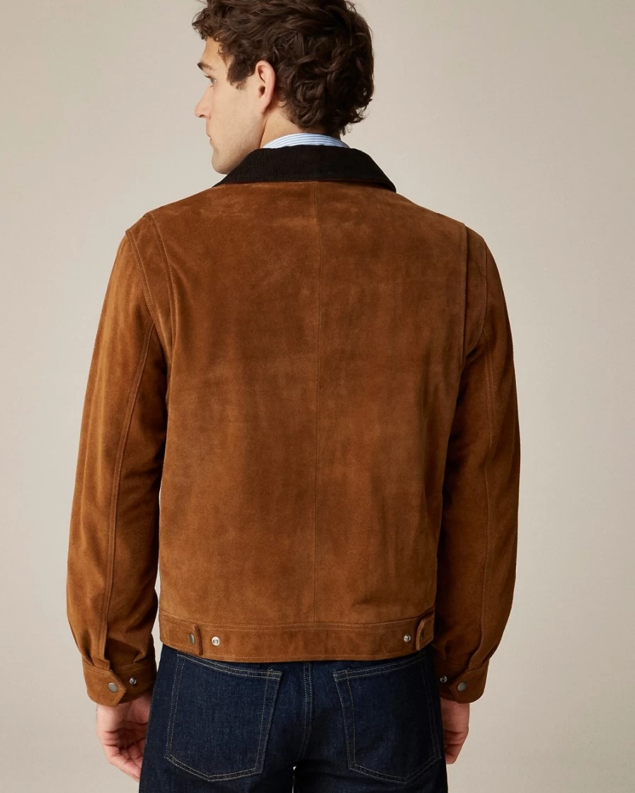 J.Crew Men's Limited-Edition Wallace & Barnes Italian Suede Work Jacket in Caramel Brown