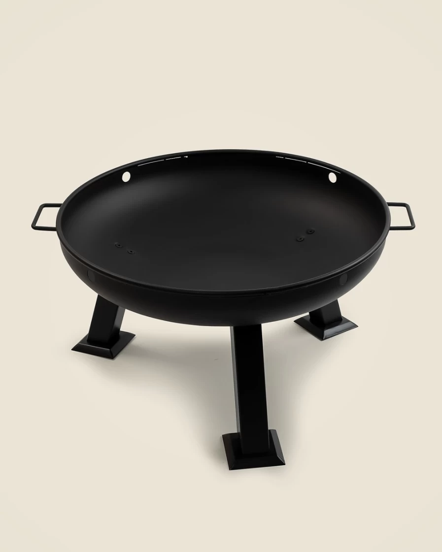 J.Crew Black Barebones Fire Pit - Durable Outdoor Steel Firepit for Patio & Backyard
