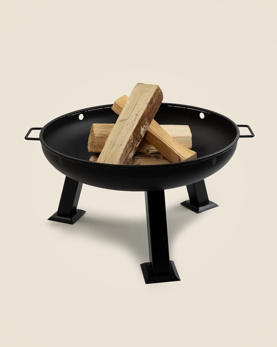 J.Crew Black Barebones Fire Pit - Durable Outdoor Steel Firepit for Patio & Backyard