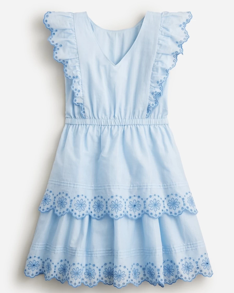 J.Crew Girls' Gentle Sea Tiered Eyelet Dress for Kids