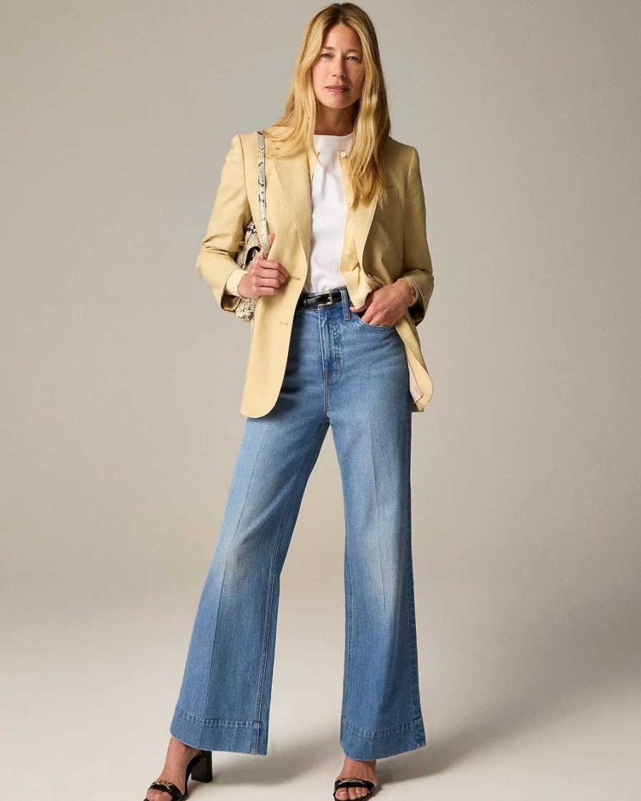 J.Crew Women's White Vintage Curvy Slim-Straight Inwash Jeans