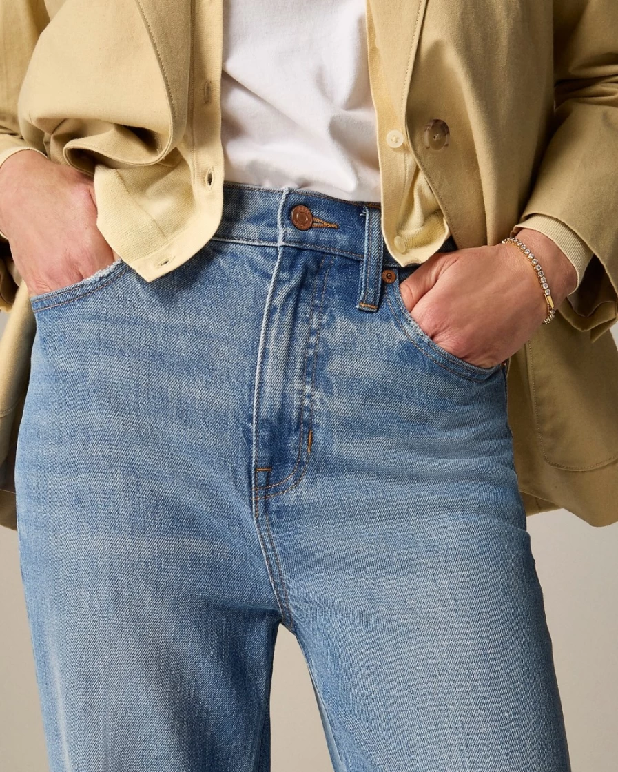 Women's J.Crew Chambray Blue Wash Denim Trousers - Classic Fit Stretch Jeans for Everyday Comfort