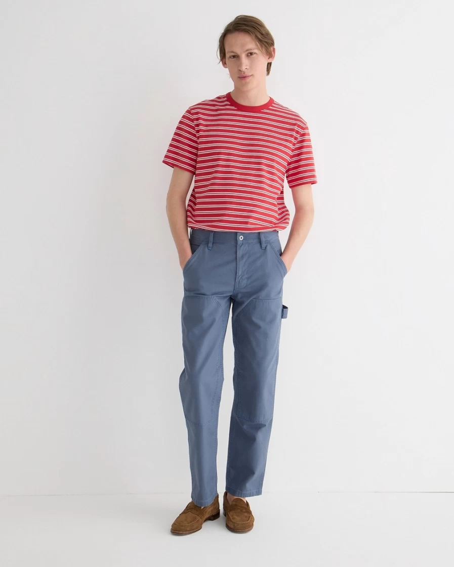 J.Crew Men's Blue Steel Herringbone Carpenter Pants by Wallace & Barnes