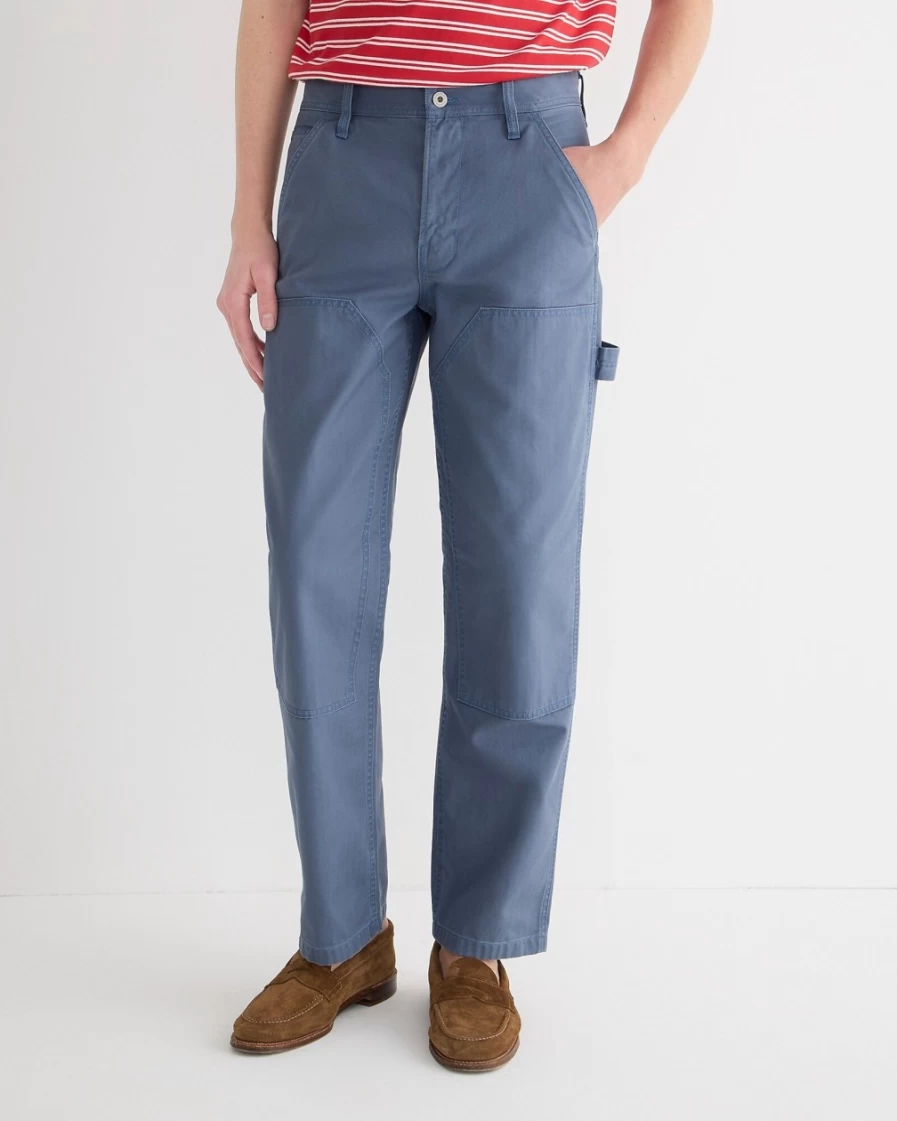 J.Crew Men's Blue Steel Herringbone Carpenter Pants by Wallace & Barnes