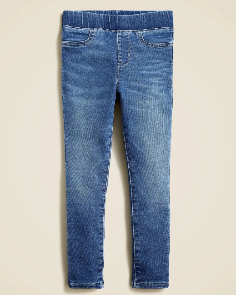 J.Crew Girls' Pull-On Jeans in Channel Wash - Comfortable Stretch Denim for Kids