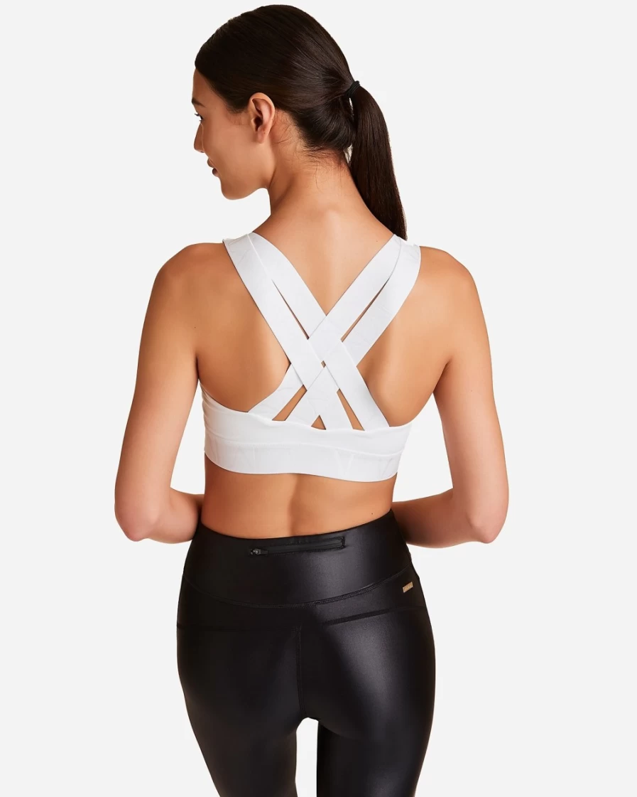 J.Crew Women's White Alala Colorblock Eclipse Bra - Sporty & Stylish Workout Top