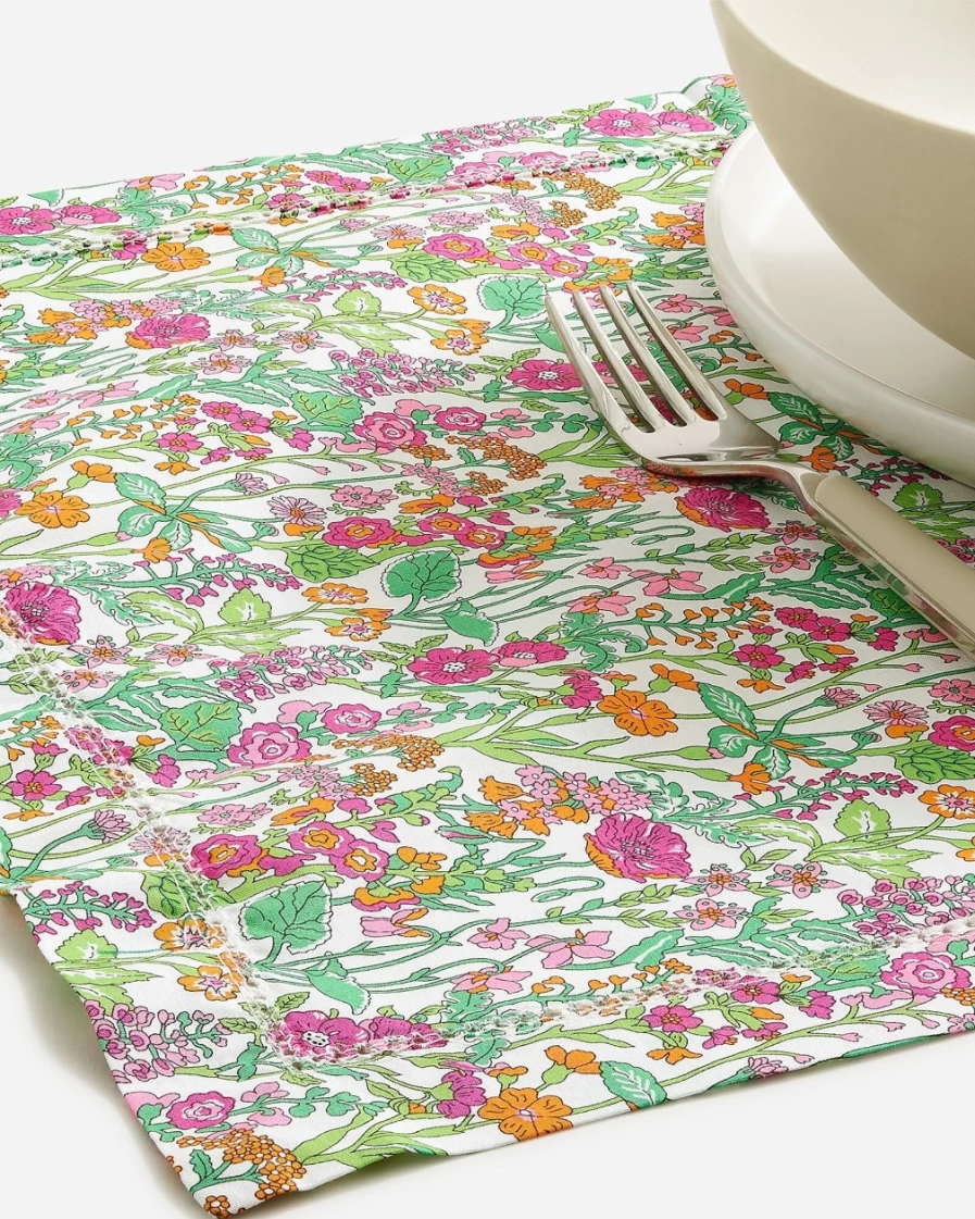 J.Crew Liberty® Fabric Set of 4 Fuchsia Tangerine Place Mats