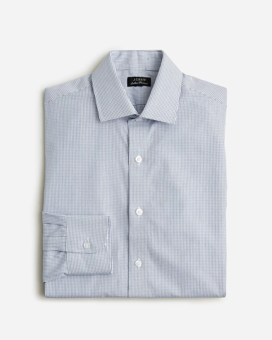 J.Crew Men's Ludlow Premium Fine Cotton Dress Shirt in Ari Check Blue White