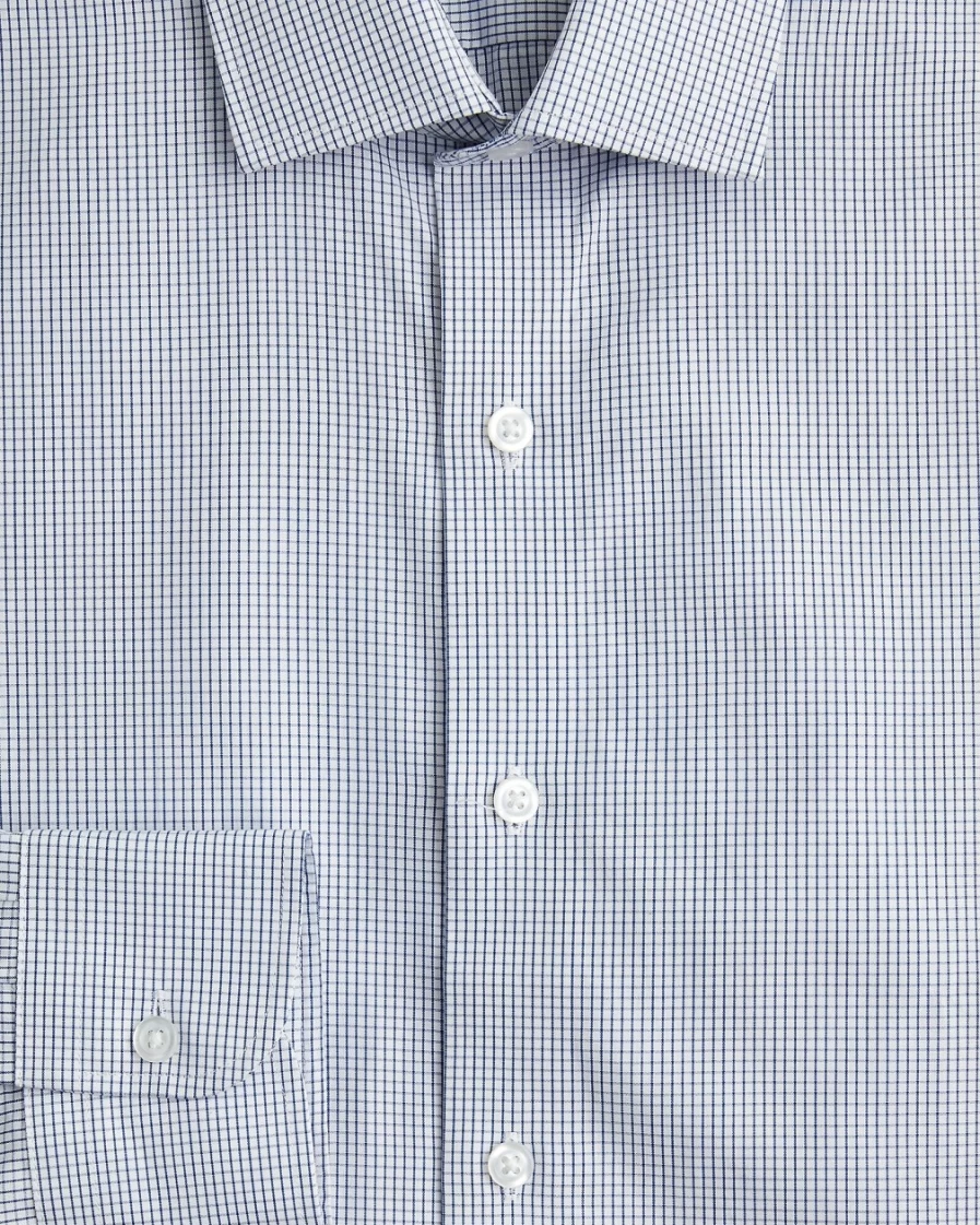 J.Crew Men's Ludlow Premium Fine Cotton Dress Shirt in Ari Check Blue White