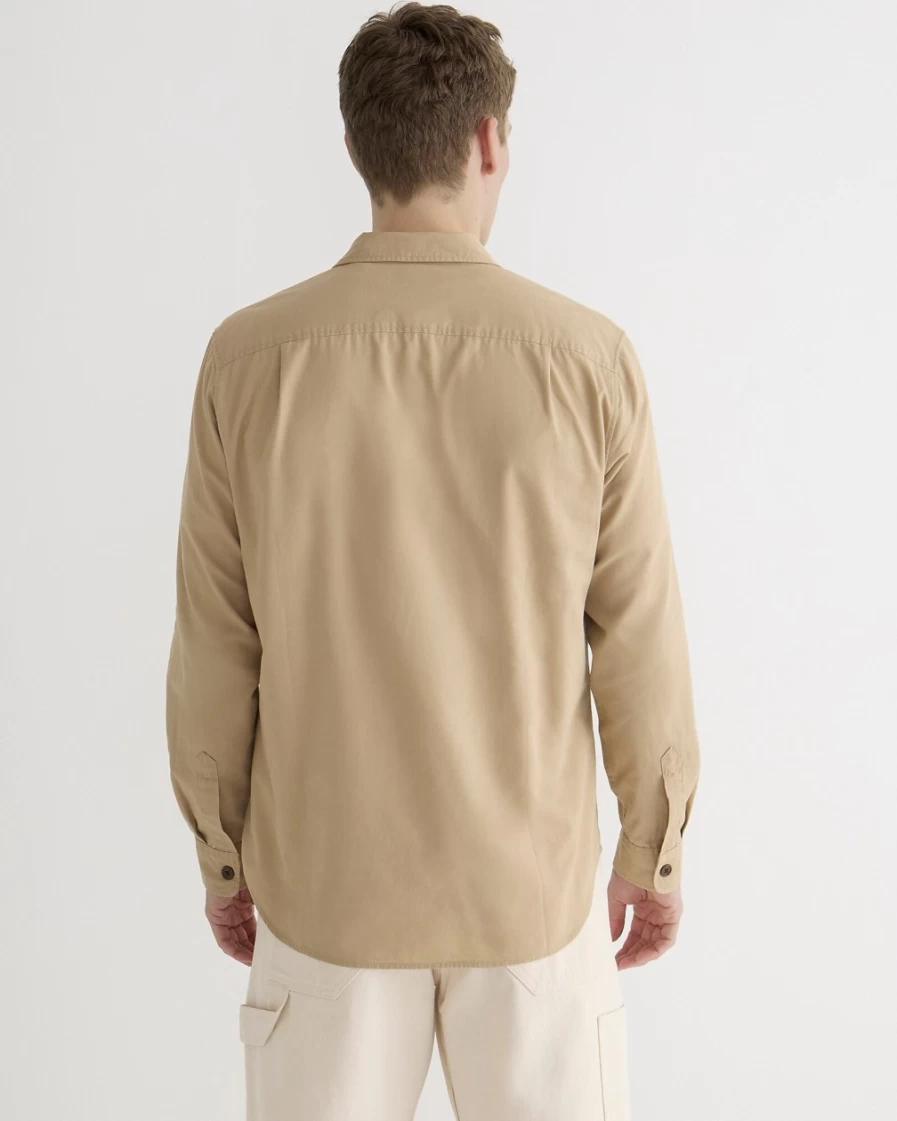 J.Crew Men's Classic Khaki Military Shirt - Wallace & Barnes Slub Poplin Style