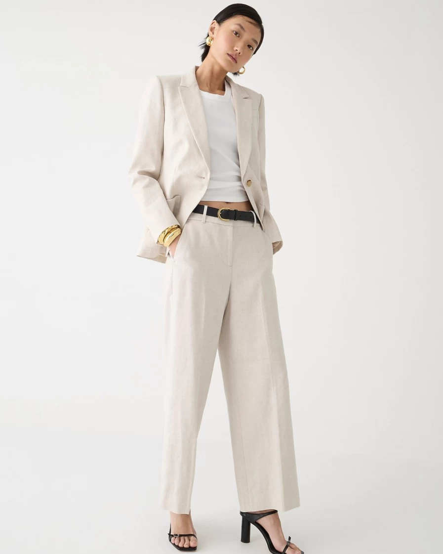J.Crew Women's Sydney Pant in Stretch Linen Blend - Flax Ivory
