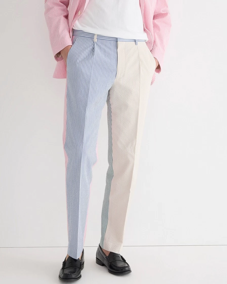 J.Crew Men's Crosby Classic-Fit Suit Pants in Cocktail Mix Seersucker Stripes