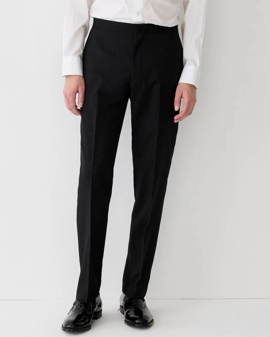 J.Crew Men's Crosby Black Tuxedo Pants in Italian Wool