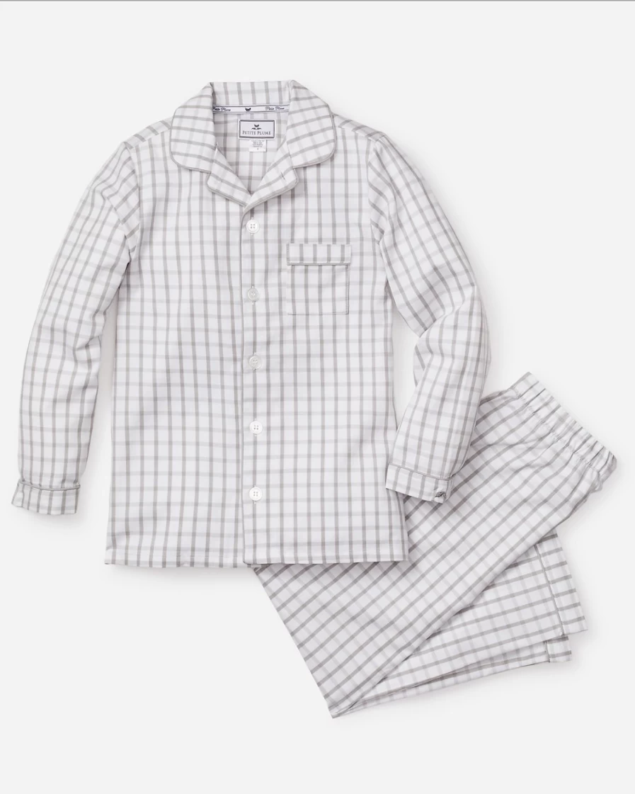 J.Crew Grey Regent Tattersall Pajama Set for Boys - Petite Plume™ Kids' Sleepwear