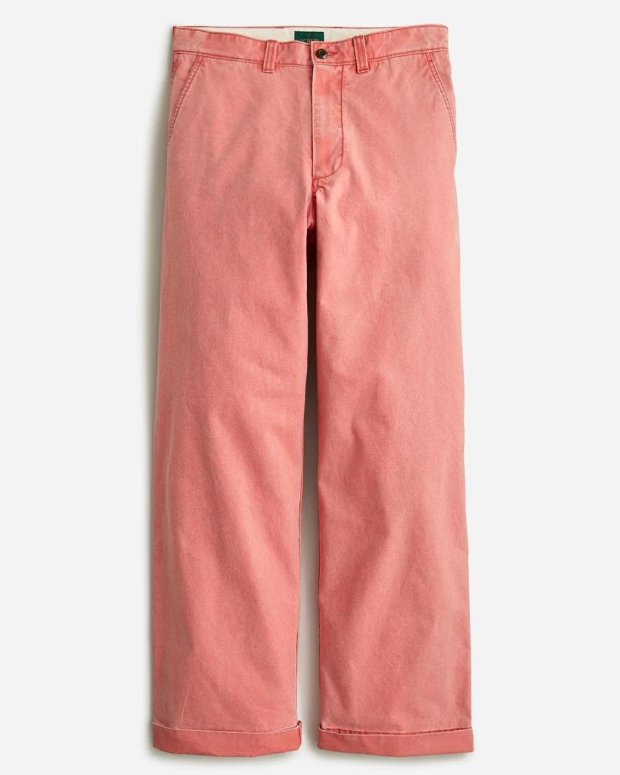 J.Crew Men's Giant-Fit Chino Pants in Saltwater Red - Seaside Canvas Casual Wear