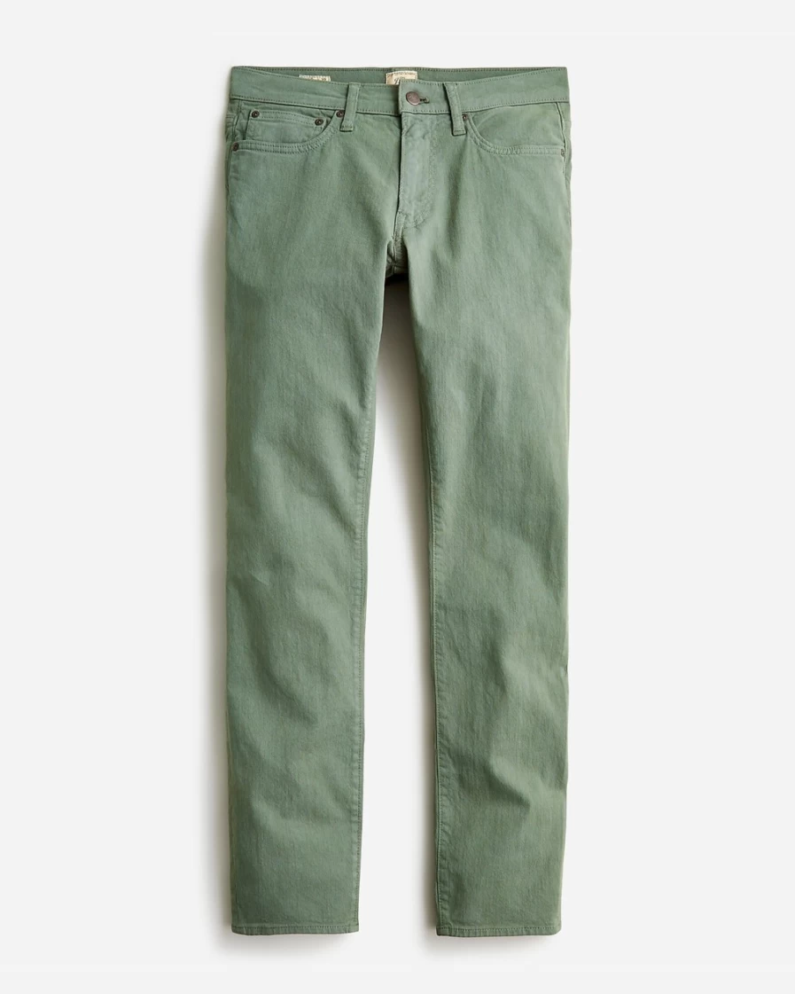 J.Crew Men's Slim-Fit Garment-Dyed Five-Pocket Pants in Sage Olive