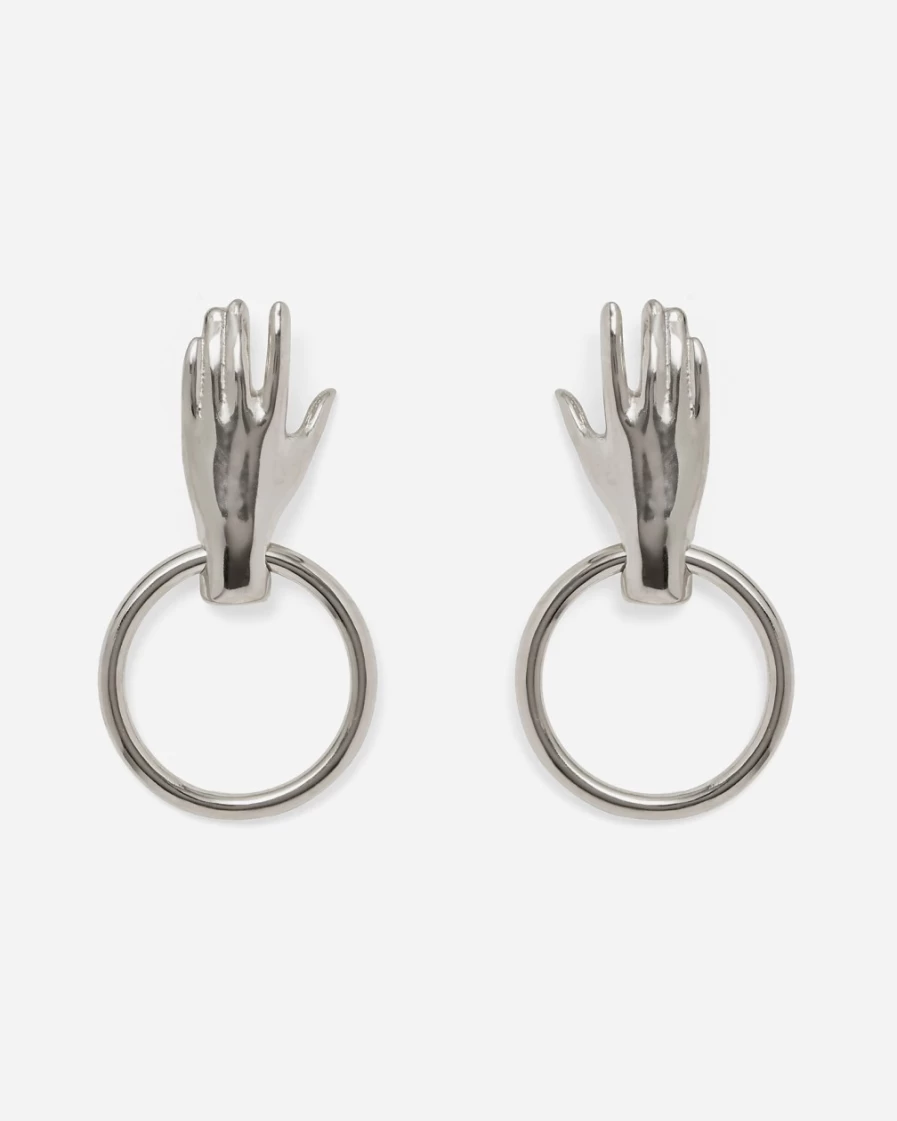 J.Crew Women's Silver Lady Grey Hoop Earrings | Handcrafted Hand Hoop Design