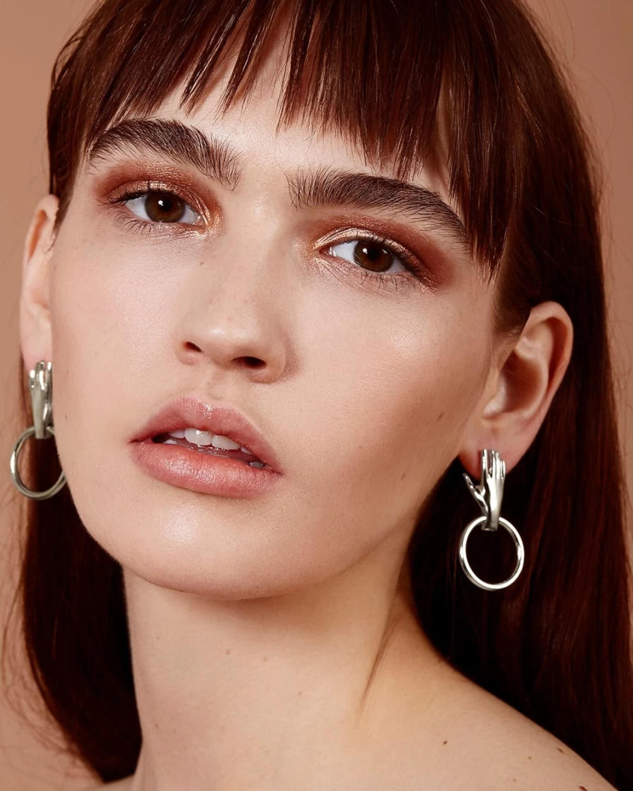 J.Crew Women's Silver Lady Grey Hoop Earrings | Handcrafted Hand Hoop Design