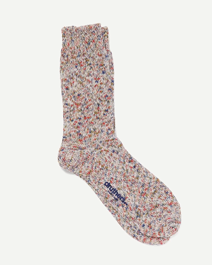 J.Crew Men's Tie-Dye Yarn Crew Socks in Red Multi Color