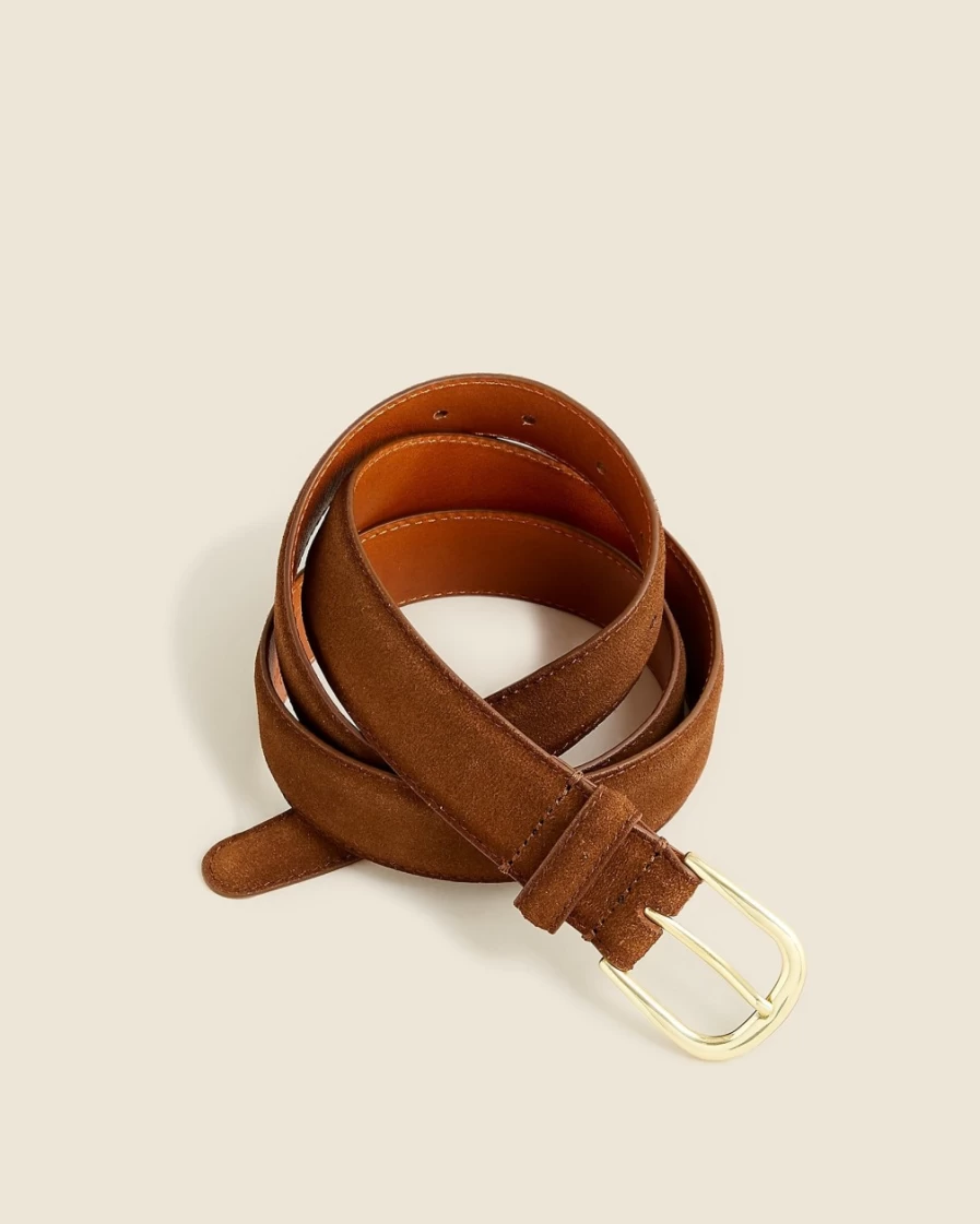 J.Crew Men's Snuff Suede Leather Round-Buckle Dress Belt – Italian Crafted