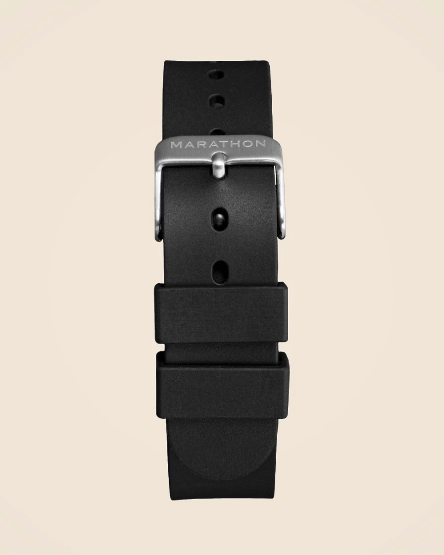 J.Crew Men's Black 22mm Two-Piece Rubber Dive Watch Strap by Marathon Watch Company