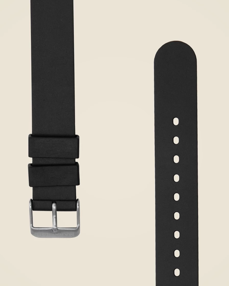 J.Crew Men's Black 22mm Two-Piece Rubber Dive Watch Strap by Marathon Watch Company