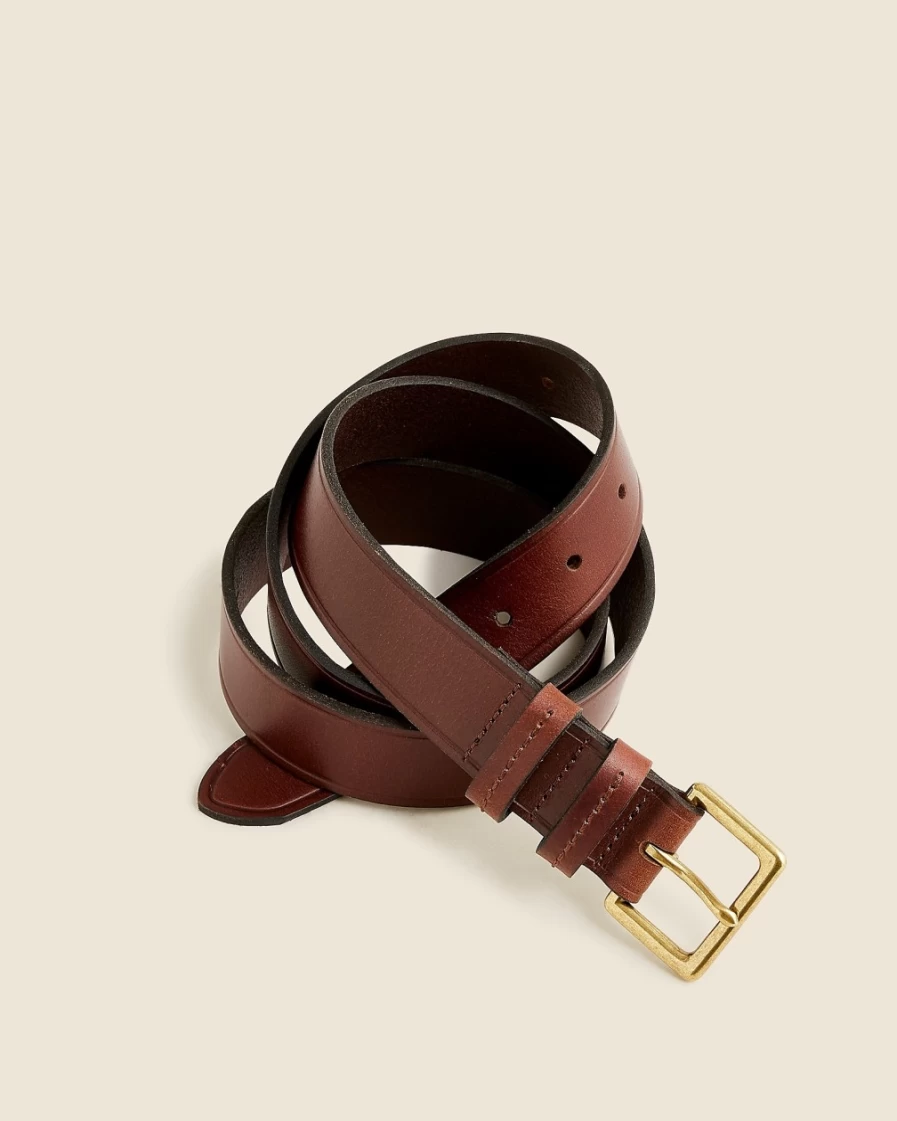 J.Crew Men's Whiskey Italian Leather Pull-Up Belt for Casual & Formal Wear