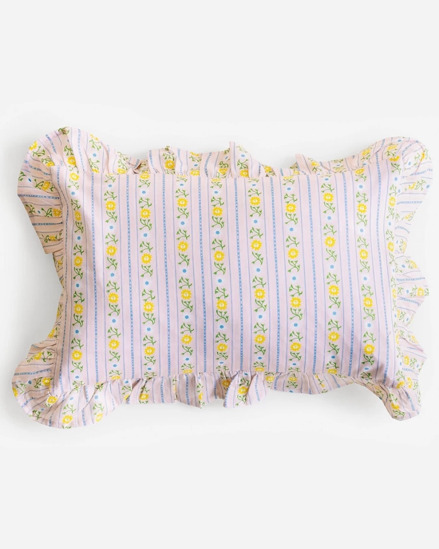 J.Crew Pink La Paloma™ Cotton Ruffle Pillow - Decorative Throw Pillow Cover