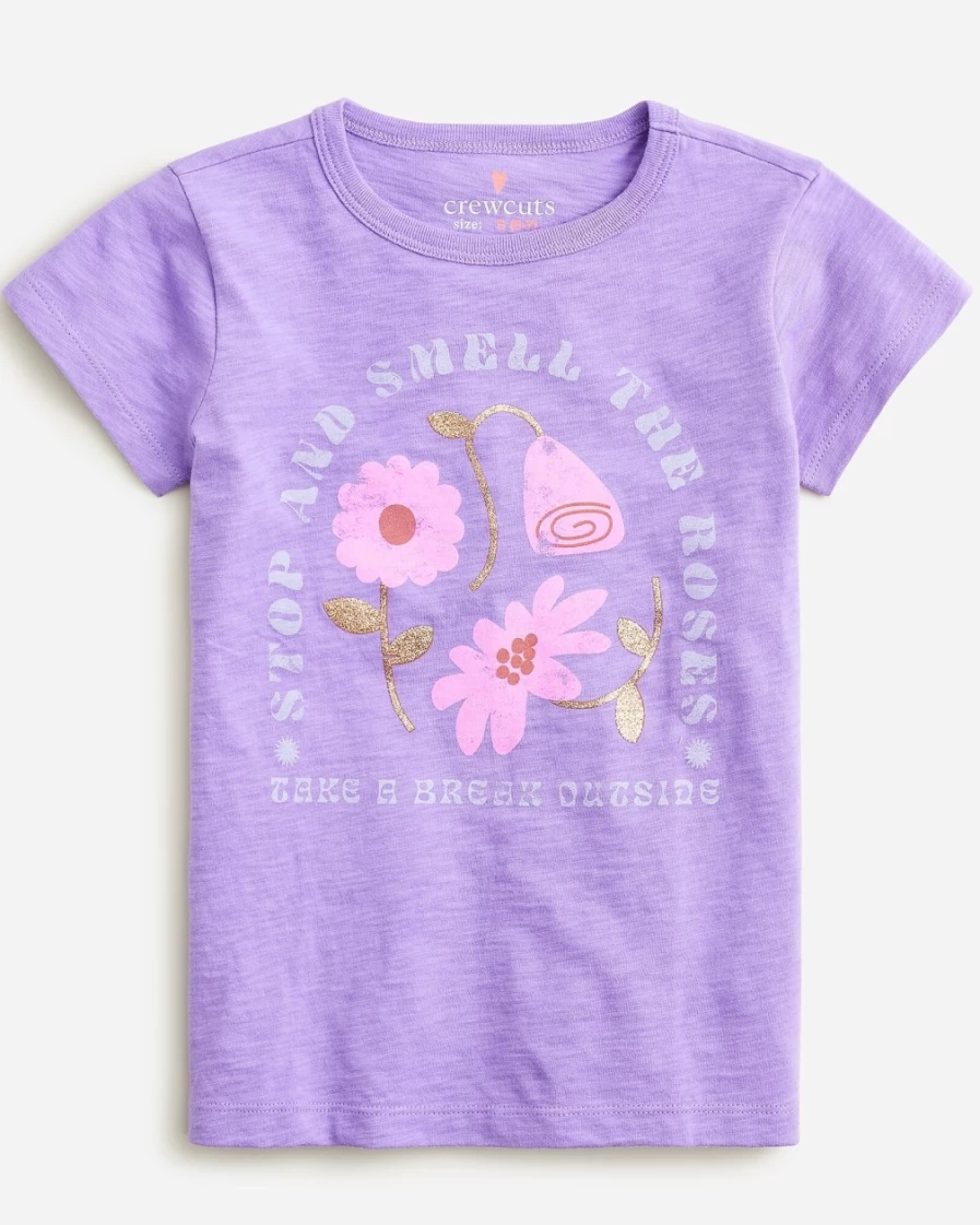 J.Crew Girls' "Stop and Smell The Roses" Graphic T-Shirt for Kids