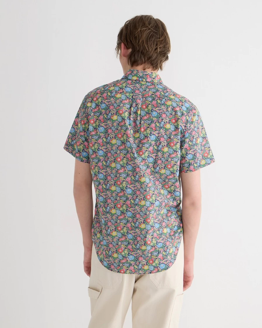J.Crew Men's Liberty® Print Short-Sleeve Point-Collar Shirt in Floral Rich Navy Red