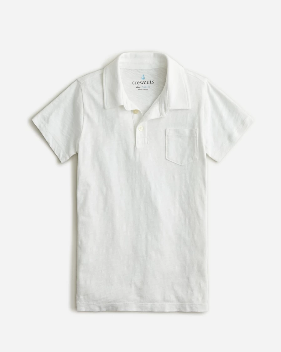 J.Crew Boys' White Short-Sleeve Garment-Dyed Polo Shirt for Kids