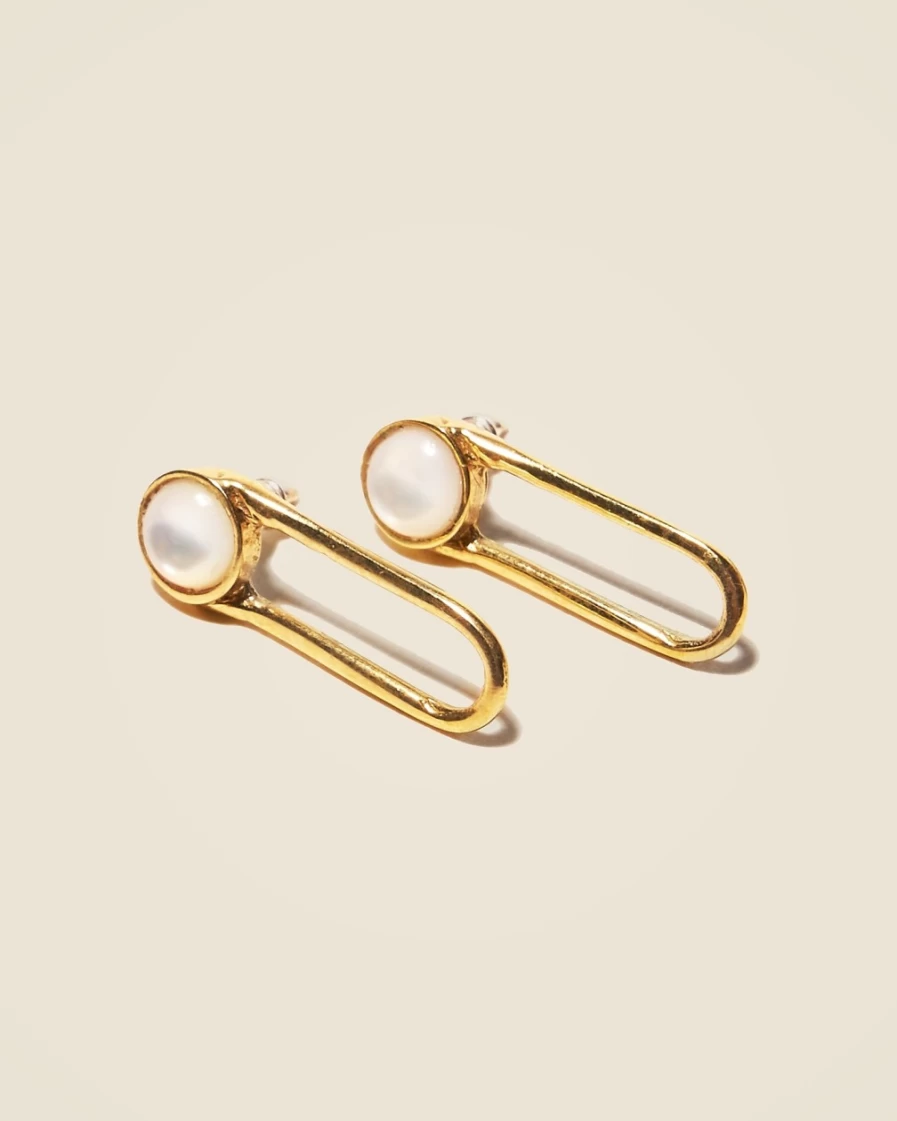 J.Crew Women's Brass Aura Mother-of-Pearl Earrings by Odette New York