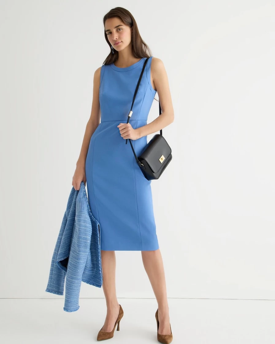 J.Crew Women's Retro Blue Four-Season Stretch Sheath Dress