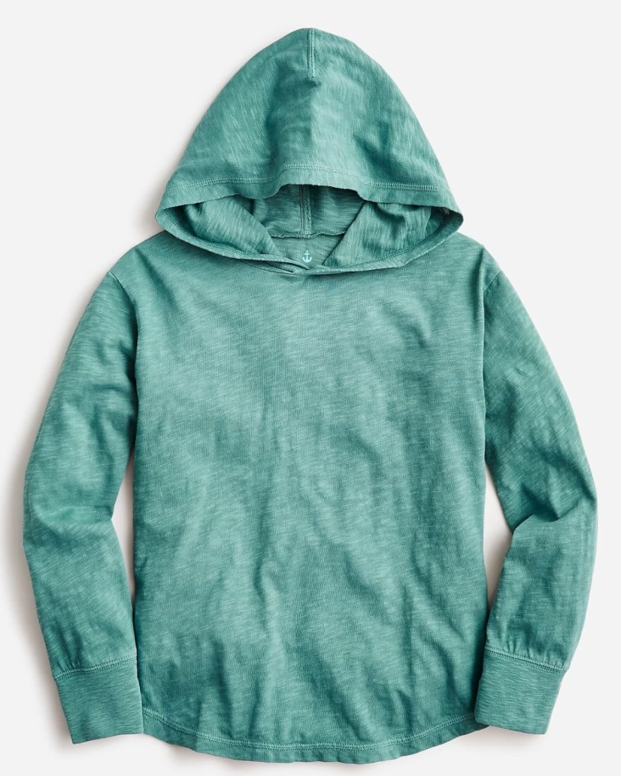 J.Crew Boys' Rich Spruce Garment-Dyed Hooded T-Shirt for Comfort & Style
