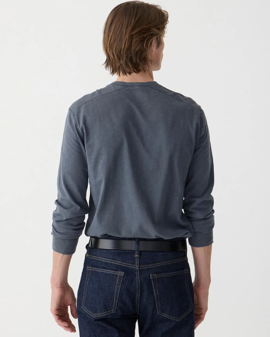 J.Crew Men's Evening Storm Garment-Dyed Slub Cotton Henley Shirt