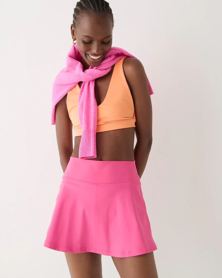 J.Crew Women's Vivid Begonia Cloudstretch Flared Sports Skirt - Stretchy Athletic Flare Skirt for Workouts & Running