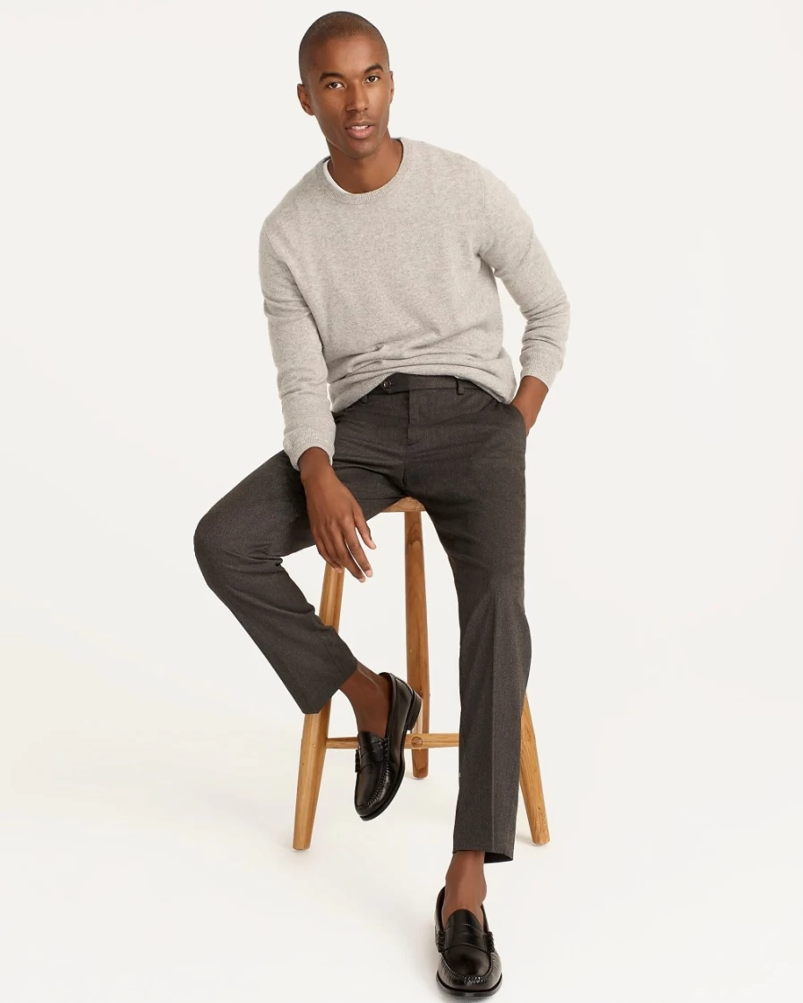 J.Crew Men's Bowery Slim-Fit Dress Pants in Stretch Oxford Charcoal