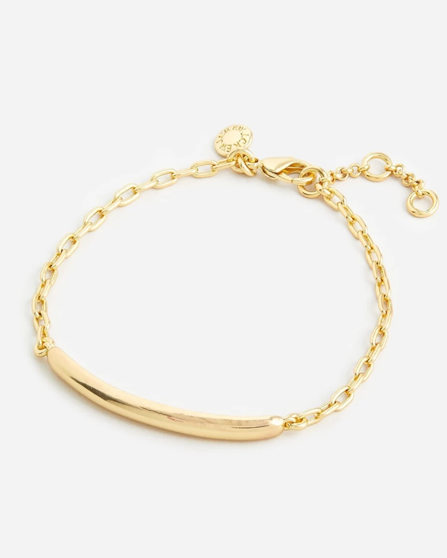 J.Crew Women's Burnished Gold-Plated ID Bracelet - Dainty Gold Chain Bracelet